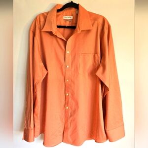 JOSEPH ABBOUND MEN'S LONG SLEEVE SHIRT PEACH ORANGE SIZE 18 1/2 34/35